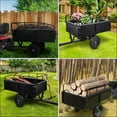 thumbnail image 7 of Lumiparty Heavy Duty Tow Behind ATV Trailer, 750 Lbs Steel Dump Cart Garden Carts with Removable Sides to Convert Into Flatbed, Metal Utility Wagon for Riding Lawn Mower Tractor, Black, 7 of 7