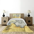 thumbnail image 3 of Ambesonne Animal Quilted Coverlet 2 Pcs, Bathing Mouse, Twin Size, Grey Yellow Cream, 3 of 5