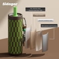 thumbnail image 6 of Sidagar 24 oz Ceramic Lined Insulated Water Bottle with Straw and Carry Strap, Green Brown Checker, 6 of 9