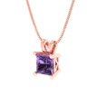 thumbnail image 2 of Clara Pucci 18K Rose Solid Hypoallergenic Gold 2.5Ct Alexandrite Princess Cut Solitaire Designer Necklace Pendant For June, 2 of 6
