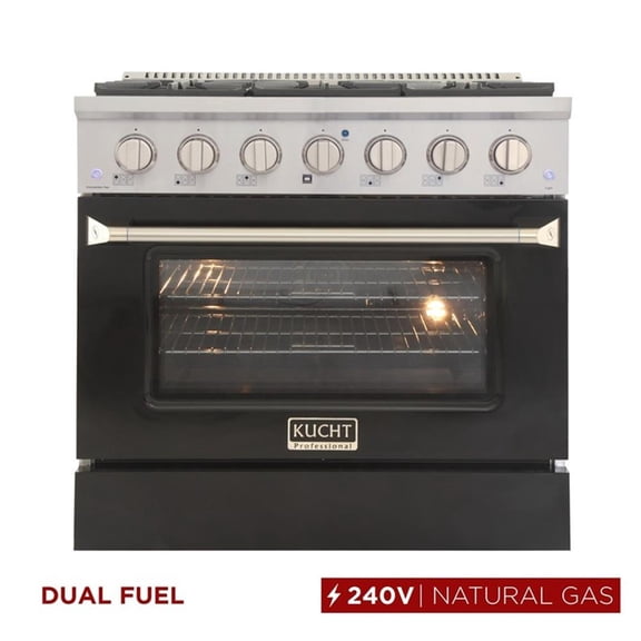 Pemberly Row 36" 5.2 cu. ft Dual Fuel Range Natural Gas Sealed Burners in Black