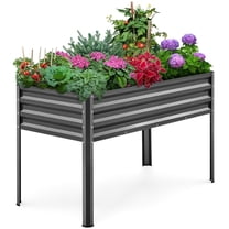 KING BIRD 47"×24"×32" Raised Garden Bed with Legs Galvanized Steel Metal Elevated Garden Planter Box for Outdoor Gardening Dark Grey