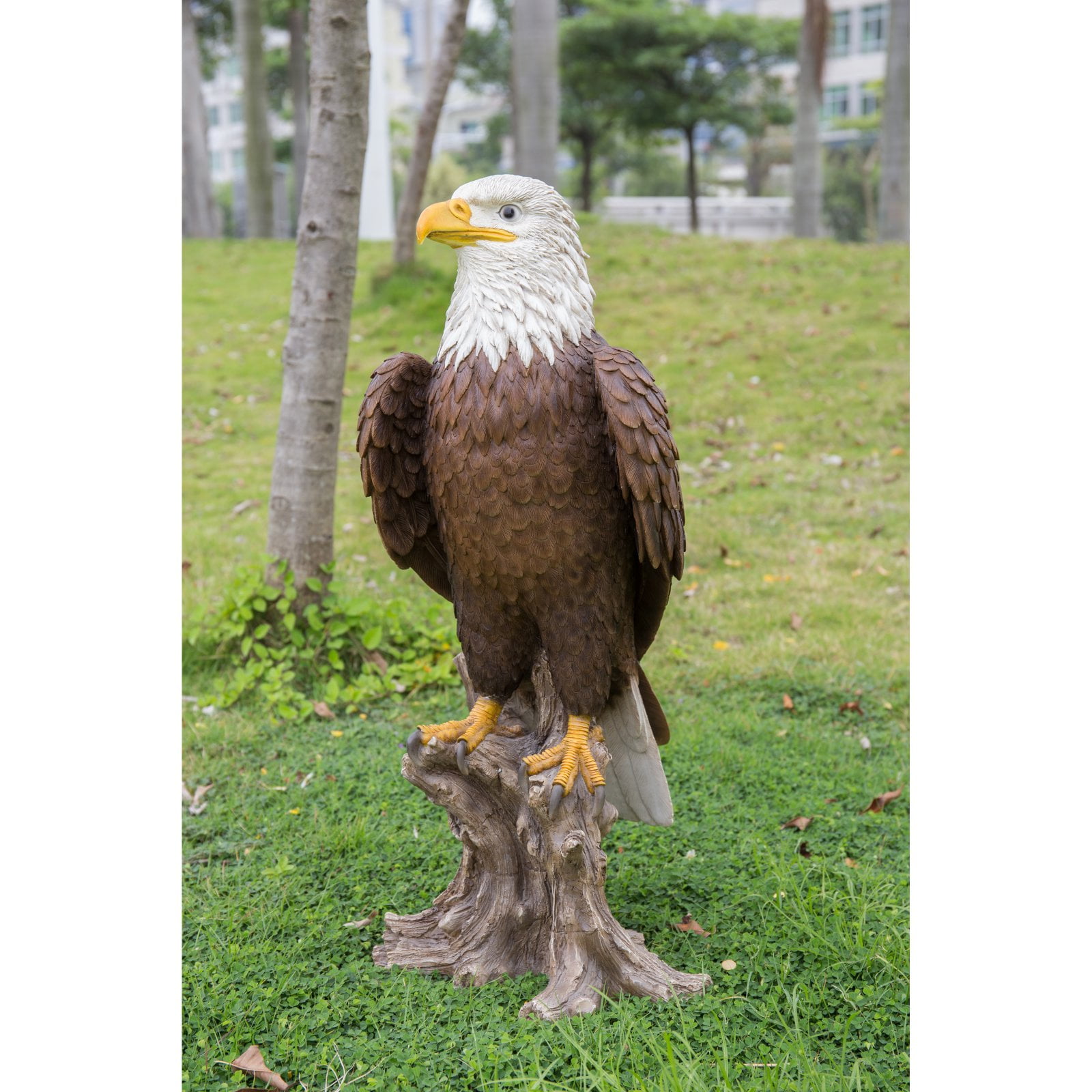 HiLine Gift 27" Bald Eagle on Stump Garden Statue