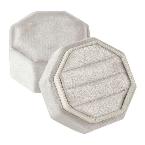 Osdhezcn Octagonal Velvets Rings Box for Three Rings Soft Flannel Engagement Display Case