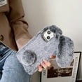 thumbnail image 4 of Allytech Rabbit Faux Furry Case Cover for Apple iPhone 14, Girly Fluffy Faux Fur Protective Anti-Scratch Bunny Case for Girls Women - Gray, 4 of 4