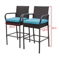 thumbnail image 2 of Bar Stools 30'' Bar Height Outdoor Modern Seat with Blue Cushions, Set of 2 Chairs, Brown Wicker, 2 of 9