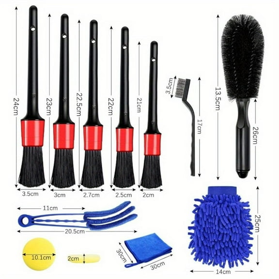 13pcs Cleaning Brush Car, Cleaning Brushes Car and Microfibre Cloths for Tyres and Car Window, Car Cleaning Set for Indoor and Outdoor Car Care Office Stationery & Supplies