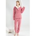 thumbnail image 1 of Pijama de mujer independiente de invierno con cuello en V y manga larga engrosada, 1 of 6