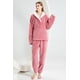 thumbnail image 1 of Pijama de mujer independiente de invierno con cuello en V y manga larga engrosada, 1 of 6