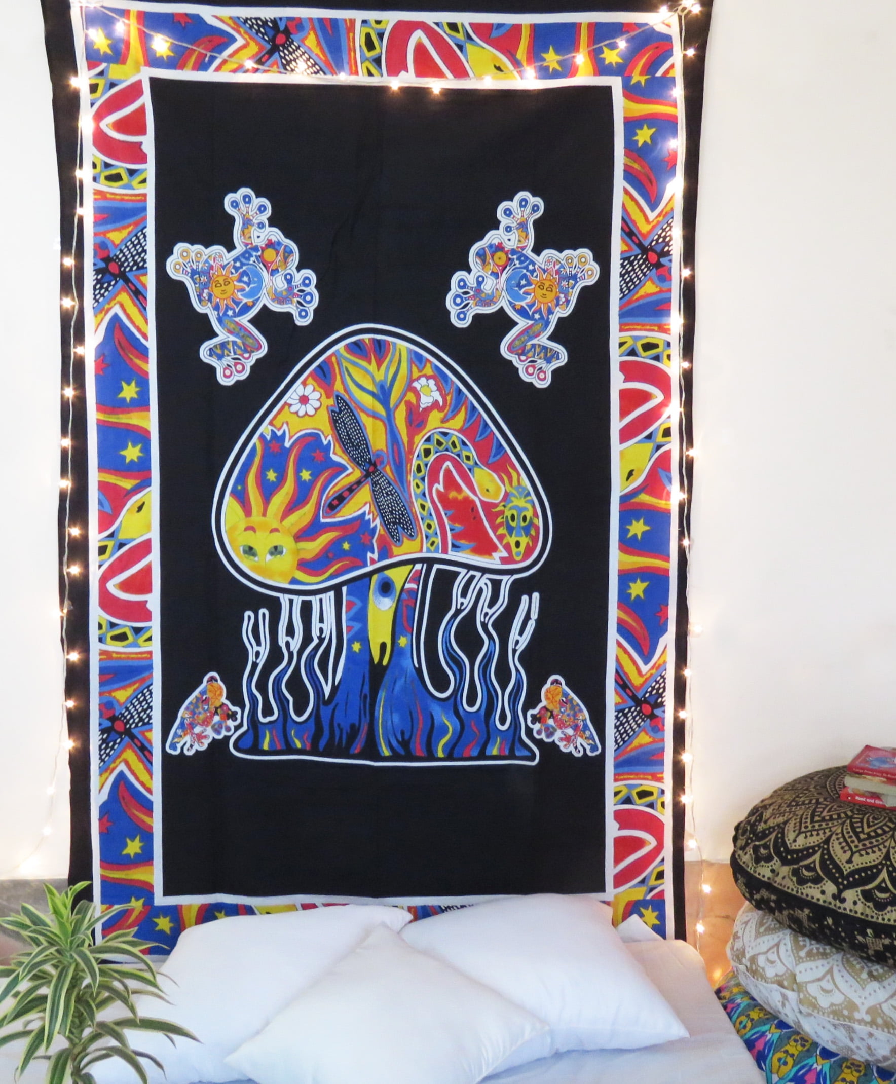 Mushroom Tapestry Frogs Magic Shrooms Tapestry Dorm Tapestry Hippie Tapestry 