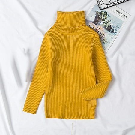 

Leutsin Toddler Kids Baby Knit Turtleneck Sweater Soft Solid Warm Sweater Crochet Pullover