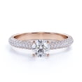 thumbnail image 2 of 1 Carat - Real Round Brilliant Diamond - Micro Pave Set - Vintage Style Engagement Ring - 10K Rose Gold, 2 of 4