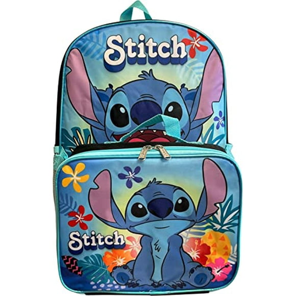 Stitch 16 Sac à Dos avec Boîte à Lunch Amovible Noir-Bleu"