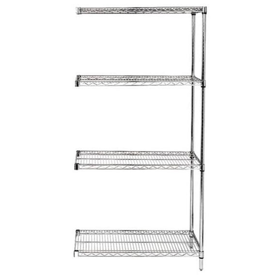 4-Shelf, Stainless Steel Wire Shelving Add-On Unit - 14 x 72 x 63 in.