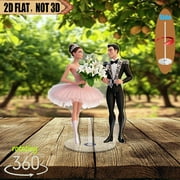1pc 2d flat Rotating acrylic piece featuring a ballerina with lilies and a dancer in black for elegant home display or special event celebration