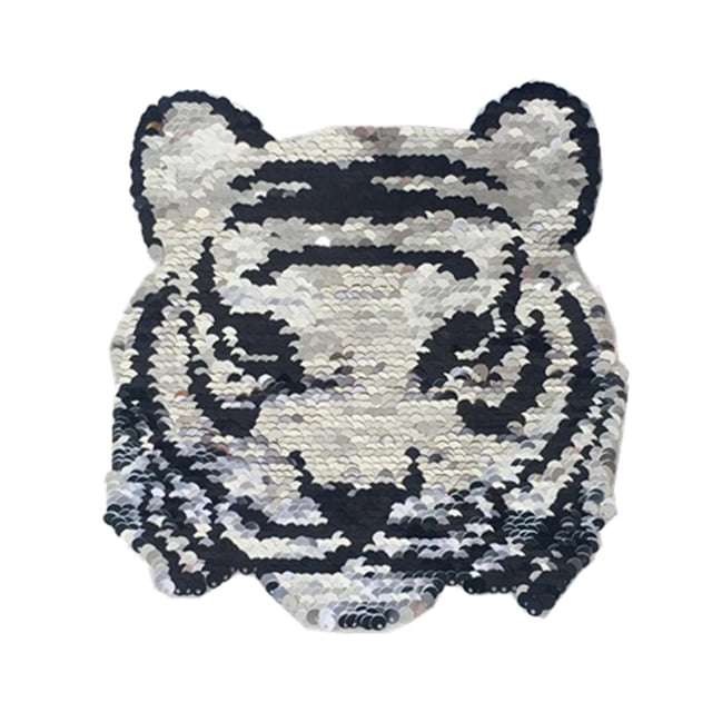 s de Tigre de Dibujos Remiendo de Costura de Lentejuelas Reversible Apliques Decorativos para Chaqueta Bolso DIY Soledad Parche de color de cambio de apliques