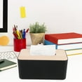 thumbnail image 2 of Shisuyan Rectangular Tissue Box Cover Organizer Black Wood Plastic 1Set 8.3x5.1x3.5in, 2 of 9