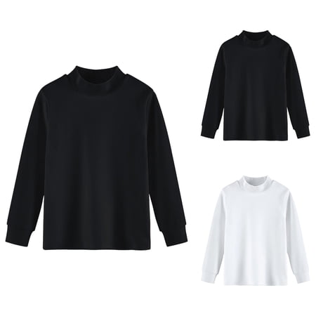 Boys Thermal Long Sleeve Shirt Mid Neck Top Soft Base Layer Warm Undershirt for Toddlers and Children All Season Casual Wear