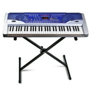 Electric Piano Keyboard 61 Key Digital Key Board Portable With LCD Display Screen 100 Timbres and Power Supply Multi Function Musical Instrument Gift in Blue