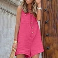 thumbnail image 5 of REALiKUN Women's Cotton Linen Shorts Romper Summer Loose Button Front V Neck Sleeveless Pockets Tank Jumpsuits, 5 of 8