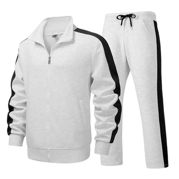 Gytharion Mens 2 Piece Tracksuit Sets Plus Size Lightweight Casual Zipper Stand Collar Athletic Jacket and Jogging Sweatpants Sets Fashion Color Block Long Sleeve Sweatsuit Sets with Pockets
