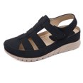 thumbnail image 2 of Sandalias de mujer suaves y cómodas con cuña calada de color sólido de verano para mujer Wmkox8yii  sa1668, 2 of 9