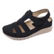 thumbnail image 2 of Sandalias de mujer suaves y cómodas con cuña calada de color sólido de verano para mujer Wmkox8yii  sa1673, 2 of 9