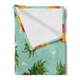 thumbnail image 2 of Retro Soft Flannel Fleece Throw Blanket, Poly Style Pineapples Motif Vintage Beach Summer Modern Illustration, Cozy Plush for Indoor and Outdoor Use, 50" x 60", Olive Green Seafoam, by Ambesonne, 2 of 5