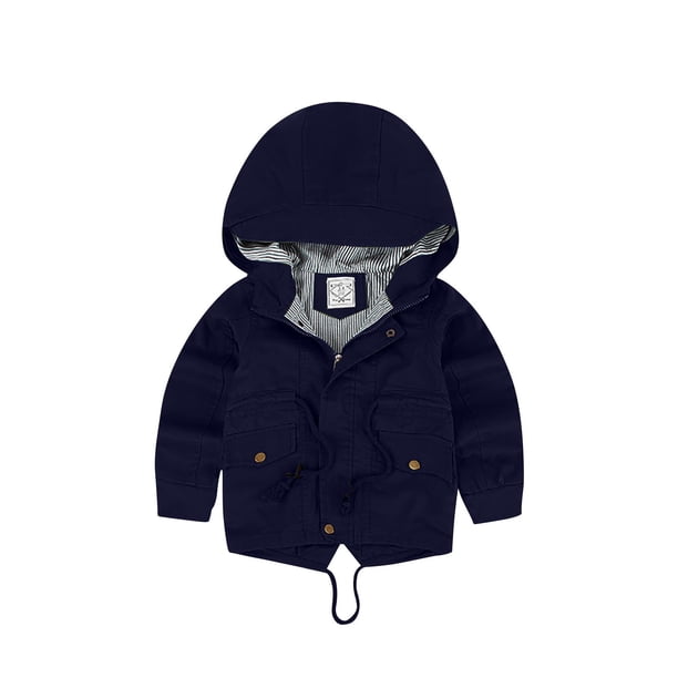 Abrigo De Invierno Para Niños Pequeños Niños Prendas De Abrigo Chaquetas Chaquetas Con Capucha De Lana Chaqueta Con Cremallera Sudadera Azul Marino Odeerbi LM103-630