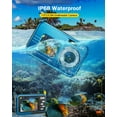 thumbnail image 2 of Waterproof Camera 4K Dual Screen Underwater Camera for Snorkeling with 64G SD Card,Action Camera with 16X Digital Zoom 48 MP Autofocus ,2 Battery(Blue), 2 of 7