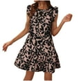 thumbnail image 2 of Baikeli Robes Pas Chères pour Femmes Dames Mode d'Été Col Rond Manches Volantées Robe Imprimée Plissée Robes de Printemps, 2 of 4