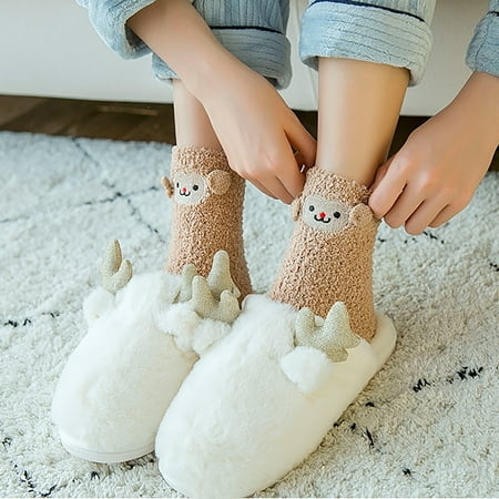 

Raeneomay Socks for Women Deals Clearance Winter Coral Socks Middle Tube Cute Home Stocking