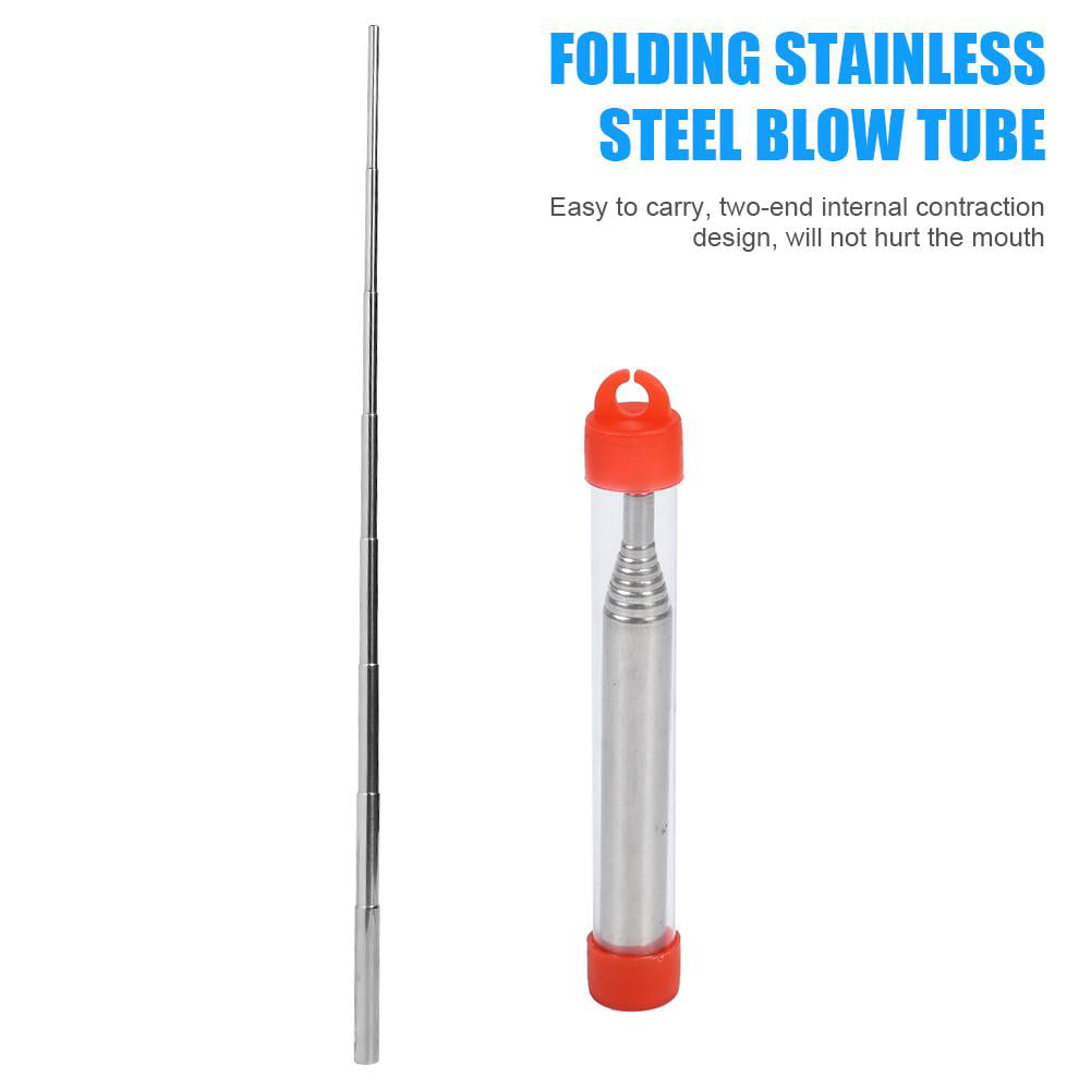 Outdoor Pocket Folding Stainless Steel Blow Fire Tube Retractable Blowp NIGH 