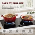 thumbnail image 4 of Walchoice 5QT Dutch Oven with Skillet Lid, 2-in-1 Enameled Cast Iron Dutch Oven Pot Cookware with Handles for Grilling, Stewing - Red, 4 of 9