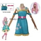 thumbnail image 2 of Disfraz de cosplay de anime humano Fluttershy, vestido y peluca larga rosa, uniforme de juego de rol, traje de fiesta de carnaval de Halloween para mujeres y niñas, 2 of 5