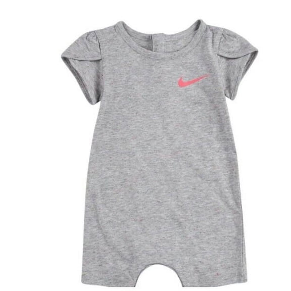 Nike Baby Girls Short Sleeve Romper Jumpsuit, Gray, 24 Months