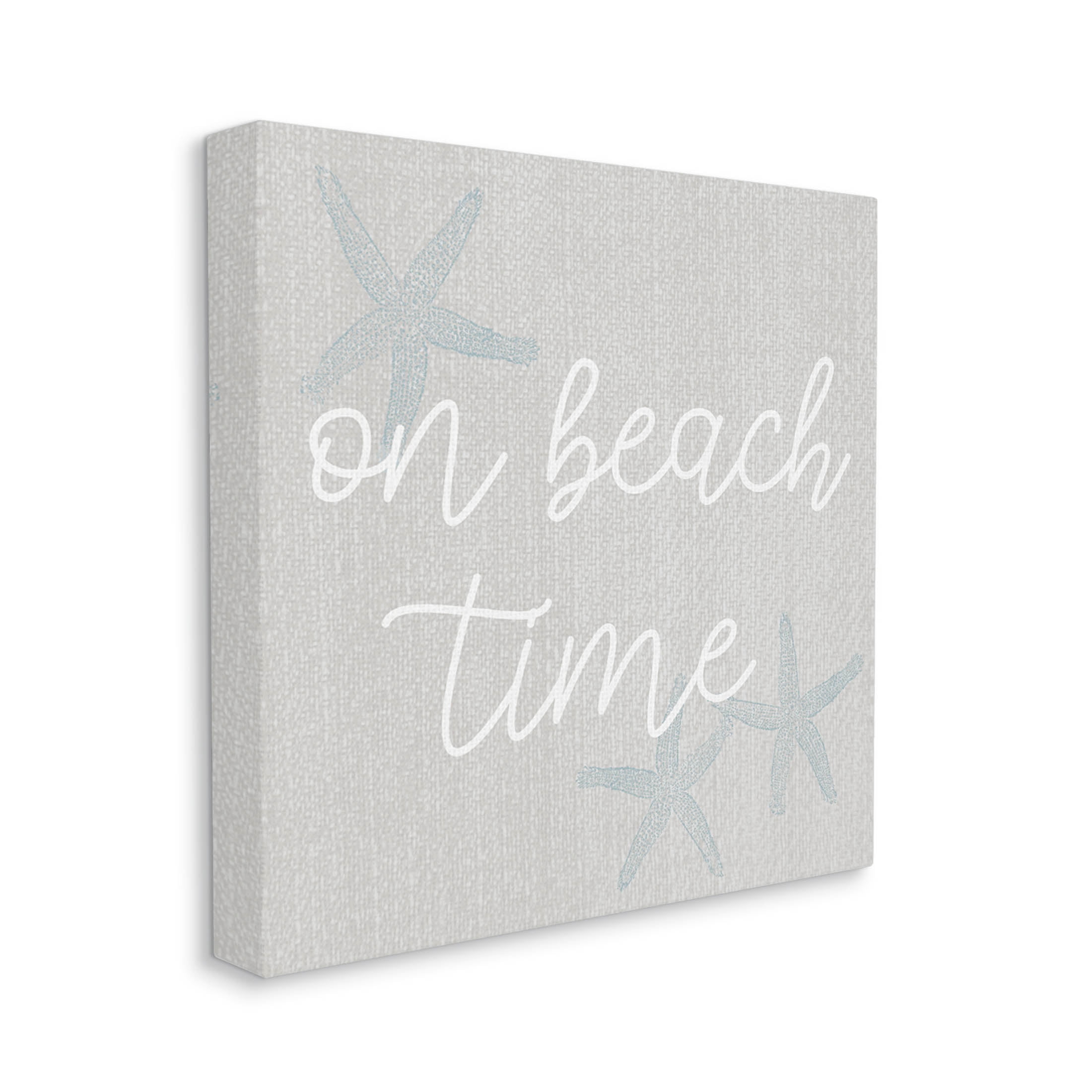 On Beach Time Starfish Phrase Coastal Graphic Art Gallery Wrapped Canvas Print Wall Art