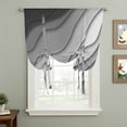 thumbnail image 2 of Black Grey Ombre Tie Up Curtains for Kitchen Windows,Adjustable Rod Pocket Valance 54 Inch Long, Modern Geometric Abstract Aesthetic Cream Window Treatment Balloon Roman Blind Shade, 42" x 54", 2 of 9