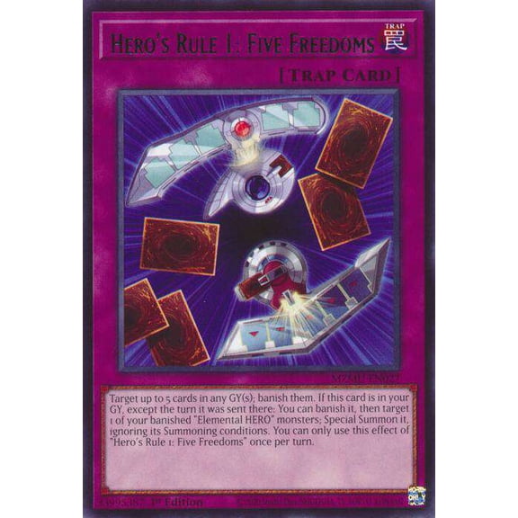 YuGiOh Maze of Muertos Rare Hero's Rule 1: Five Freedoms MZMU-EN027