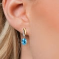 thumbnail image 3 of Gem Stone King 3.07 Ct Oval 8x6mm Swiss Blue Topaz 925 Silver and 10K Yellow Gold Lab Grown Diamond Dangle Earrings, 3 of 6