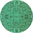 thumbnail image 1 of Ahgly Company Indoor Round Oriental Turquoise Blue Traditional Area Rugs, 6' Round, 1 of 4