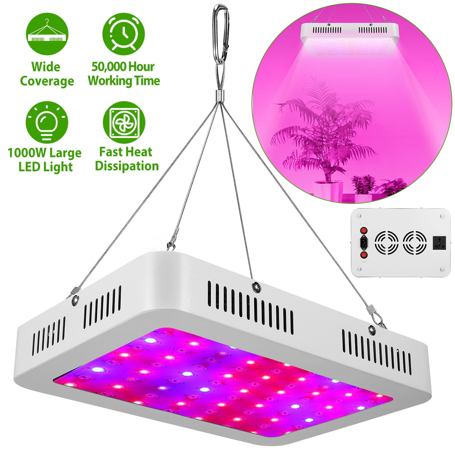karakterisere halskæde unlock iMounTEK LED Grow Light for Indoor Plants 1000W Growing Lamp UV IR Full  Spectrum Veg Flower Lamp Bulb Panel - Walmart.com