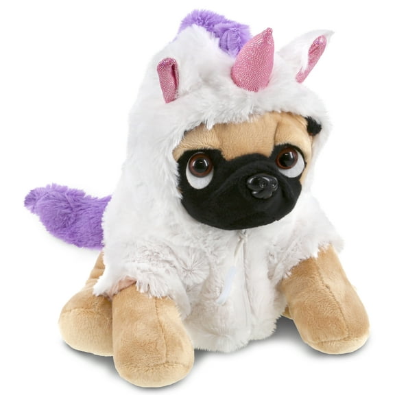 DolliBu Pug Dog Unicorn Plush Stuffed Animal Toy - Super Soft Pugcorn Dress Up with Removable Plush Unicorn Outfit, Cute Fantasy Wildlife Gift - 8 Inches
