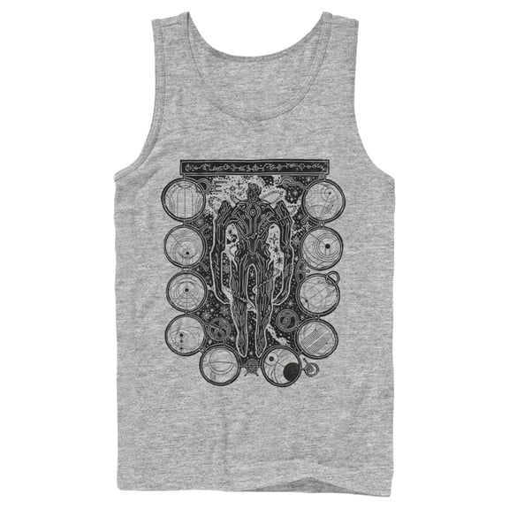 Men's Marvel Eternals Kro Wood Stamp Circles  Tank Top Athletic Heather 2X Large