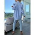thumbnail image 3 of Womens Button Down Striped Shirts Long Sleeve Casual Collared Office Business Work Spring Blouses Tops Blue M, 3 of 6