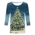 thumbnail image 4 of Fiaer Women T Shirts Shine Christmas Tree Trendy Tshirts 3/4 Sleeve Crew Neck Oversized Loose Fit Xmas Tops Navy S, 4 of 4