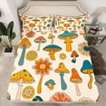 thumbnail image 2 of Feelyou Groovy Flower Floral Full Size Sheets, Cartoon Mushroom Bed Sheets, 4 Pieces, 2 of 7