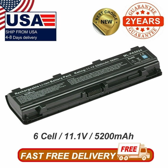 New Battery For Toshiba Satellite PA5024U-1BRS C850 C855 C855D C55 PA5109U-1BRS