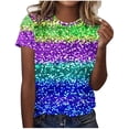 thumbnail image 2 of Cadancy Mardi Gras T Shirts for Women Funny Holiday Grraphic Crewneck Short Sleeve Blouse Rave Party Trendy Carnival Tops Casual Loose Outfits, 2 of 5