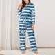 thumbnail image 2 of Balery Ocean on Striped Conjunto de Pijama con Estampado para Mujer, Conjunto de Dos Piezas con Manga Larga, Ropa de Dormir Suave con Bolsillos, Pijamas Cómodos-Large, 2 of 7